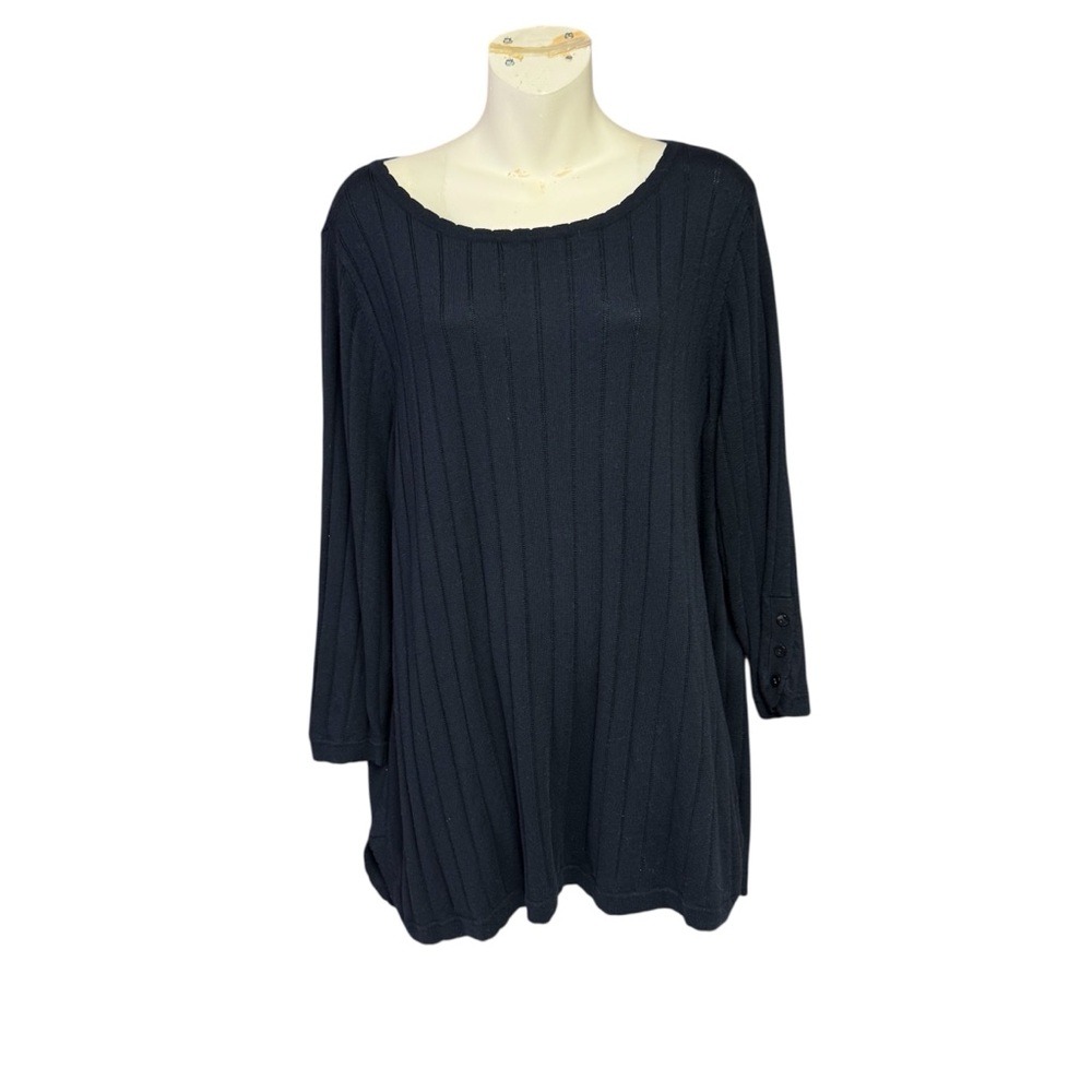 Soft Surroundings Black  Ribbed Long Sleeve Top size XL